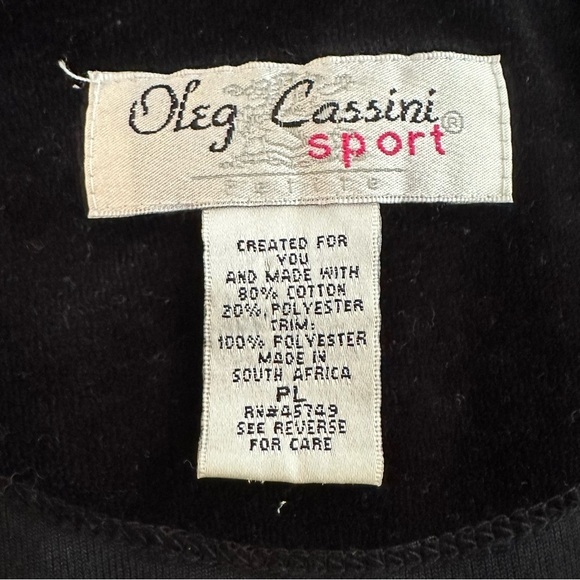 VTG Oleg Cassini Sport Velour Zip Front Jacket Striped in Black SZ L EUC - Picture 7 of 7